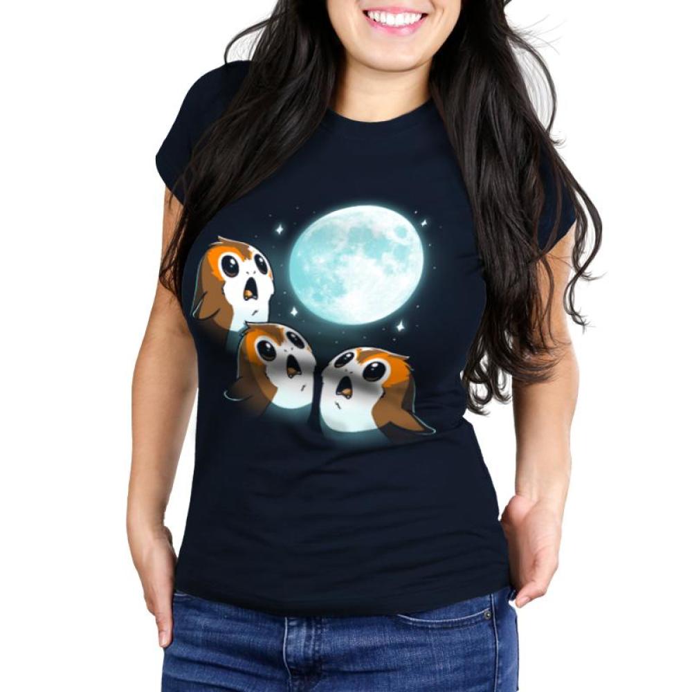 3 Porg Moon Juniors T-Shirt Model Star Wars TeeTurtle